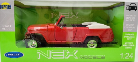 Jeep Jeepster Commando Roadster 1967 model 24117 Welly 1:24 czerwony