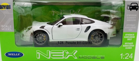 PORSCHE 911 GT3 RS (991) 2016 model 24080 metal WELLY 1:24 biały