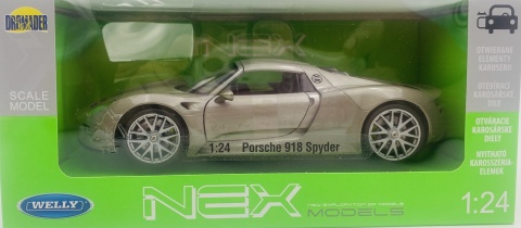 PORSCHE 918 Spyder 2014 model 24055 metal WELLY 1:24 grafitowy