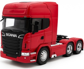 Scania V8 R730 3 osiowy ciągnik siodłowy model WELLY 32670 1:32 czerwony