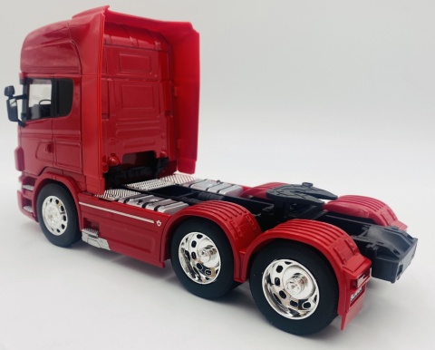 Scania V8 R730 3 osiowy ciągnik siodłowy model WELLY 32670 1:32 czerwony