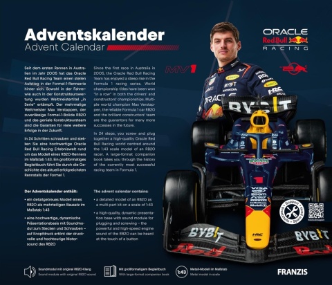 ZESTAW Max Verstappen RB20 kalendarz adwentowy 2025 1:43 Franzis