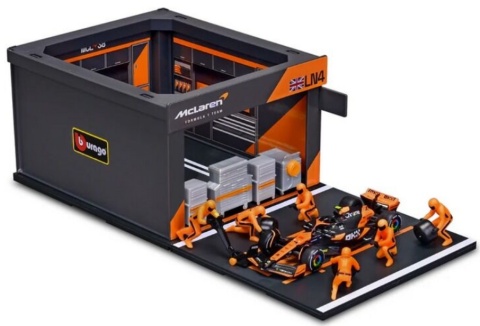 ZESTAW McLaren F1 #4 Lando Norris Pit Stop diorama 2024 MCL38 BBurago 1:43