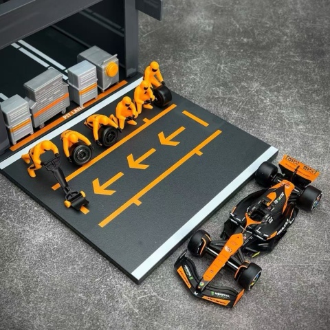 ZESTAW McLaren F1 #81 O. Piastri Pit Stop diorama 2024 MCL38 BBurago 1:43