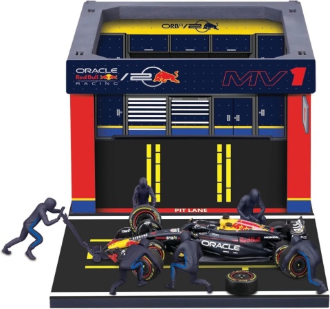 ZESTAW Red Bull F1 #1 Verstappen Pit Stop diorama 2024 RB20 BBurago 1:43