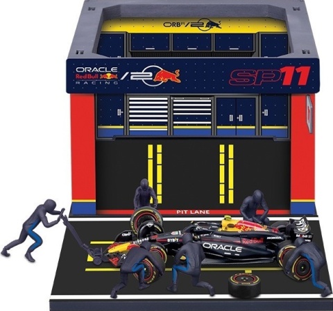 ZESTAW Red Bull F1 #11 S. Perez Pit Stop diorama 2024 RB20 BBurago 1:43