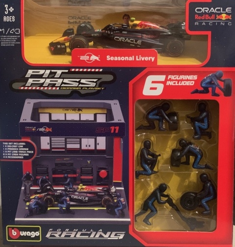 ZESTAW Red Bull F1 #11 S. Perez Pit Stop diorama 2024 RB20 BBurago 1:43