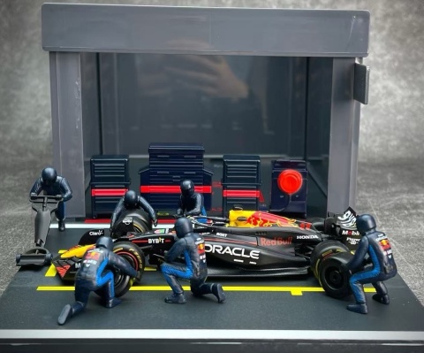 ZESTAW Red Bull F1 #11 S. Perez Pit Stop diorama 2024 RB20 BBurago 1:43