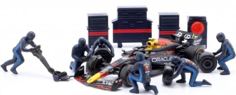 ZESTAW Red Bull F1 #11 S. Perez Pit Stop diorama 2024 RB20 BBurago 1:43