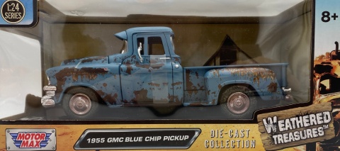 1955 GMC Blue Chip podrdzewiały 1:24 Motormax 79071 Weathered Treasures