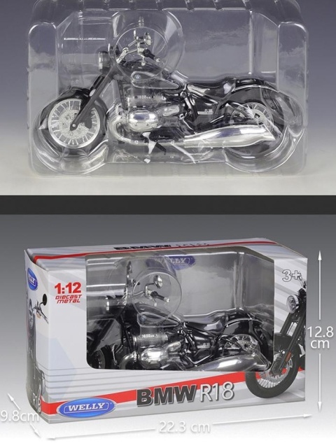 BMW R18 2020 motocykl model 1:12 Welly 62205 czarny