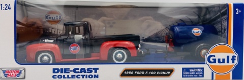 Ford F-100 PICKUP 1956 GULF + oil tanker model 1:24 Motormax 79611