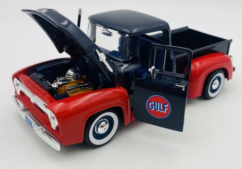 Ford F-100 PICKUP 1956 GULF + oil tanker model 1:24 Motormax 79611