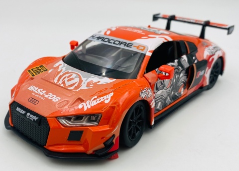 AUDI R8 LMS WASA światło dźwięk model METAL 1:24 MSZ 68291A orange graffiti