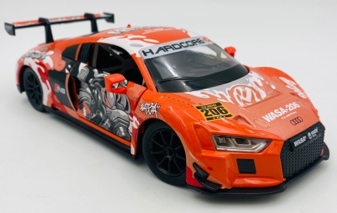 AUDI R8 LMS WASA światło dźwięk model METAL 1:24 MSZ 68291A orange graffiti