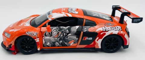 AUDI R8 LMS WASA światło dźwięk model METAL 1:24 MSZ 68291A orange graffiti