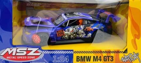 BMW M4 GT3 WASA światło dźwięk model METAL 1:24 MSZ 68296A fiolet graffiti