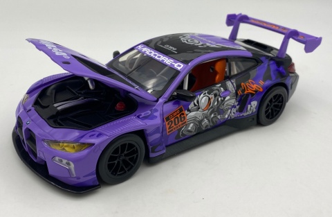 BMW M4 GT3 WASA światło dźwięk model METAL 1:24 MSZ 68296A fiolet graffiti