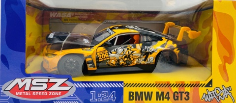 BMW M4 GT3 WASA światło dźwięk model METAL 1:24 MSZ 68296A żółty graffiti
