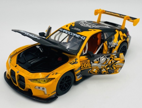BMW M4 GT3 WASA światło dźwięk model METAL 1:24 MSZ 68296A żółty graffiti