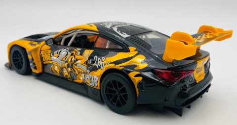 BMW M4 GT3 WASA światło dźwięk model METAL 1:24 MSZ 68296A żółty graffiti