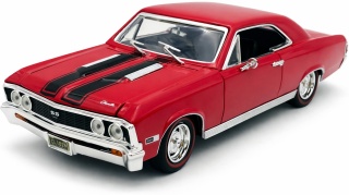 Chevy CHEVELLE SS 396 1:18 model Motormax 73104 czerwony z pasami