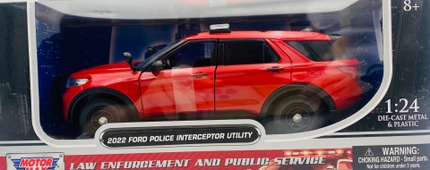 Ford Explorer Interceptor czerwony bez oznaczeń 2022 1:24 Motormax 76998