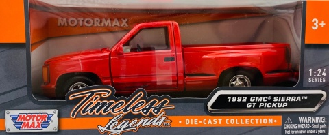 GMC Sierra GT Pickup 1992 1:24 Motormax 73204 czerwony