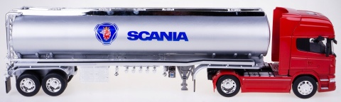 Scania V8 R730 ciągnik z naczepą cysterną TIR model WELLY 1:32