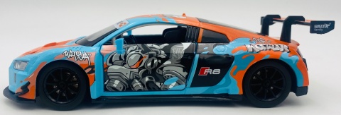 AUDI R8 LMS WASA światło dźwięk model METAL 1:24 MSZ 68291A blue graffiti