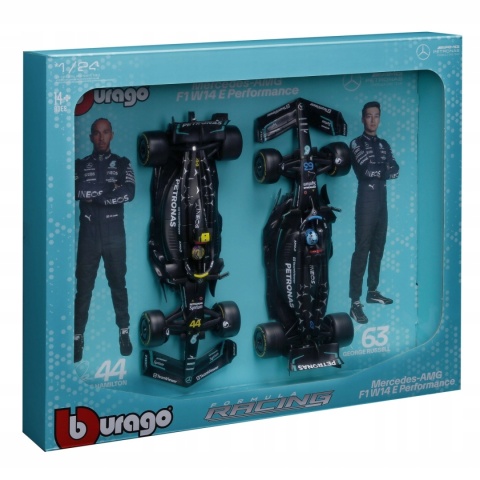 DUŻY zestaw Mercedes F1 W14 Russell Hamilton do zawieszenia Bburago 1:24