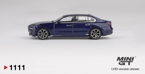 BMW i7 xDrive60 Tanzanite Blue Metallic MGT01111 MiniGT 1:64 granatowy