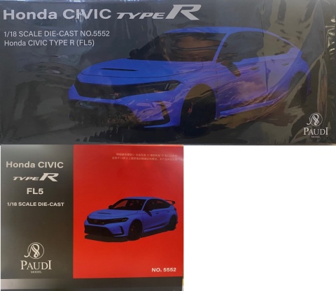 Honda Civic Type -R 2023 (FL5) 11 generacja model 5552BL Paudi 1:18 niebieski