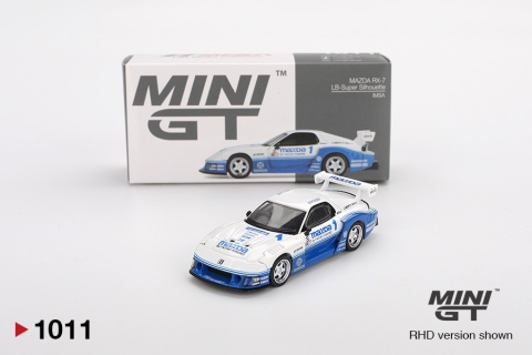 MAZDA RX-7 LB-Super Silhouette IMSA MGT01011 MiniGT 1:64 biały z niebieskim