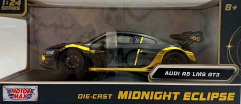 Audi R8 LMS GT3 model 1:24 Motormax 79208 czarny ze złotym Midnight Eclipse