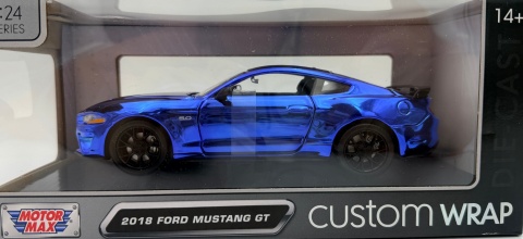 Ford MUSTANG GT 2018 model 1:24 Motormax 79083 custom WRAP niebieski chrom