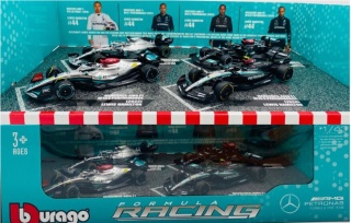 ZESTAW Mercedes F1 TYLKO Hamilton W10, W12, W13, W15 BBurago 1:43 18-38093