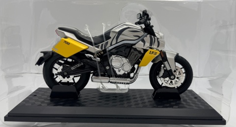 Benda LFS700 motocykl model 1:12 LED dźwięk Huayi M12-14 biały z żółtym
