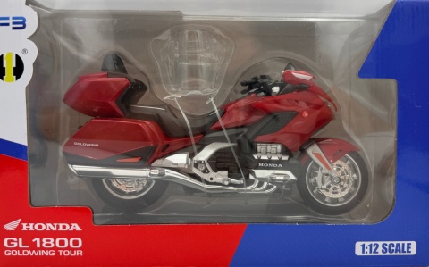Honda GL1800 Gold Wing motocykl model 1:12 LED dźwięk Huayi M12-12 czerwony