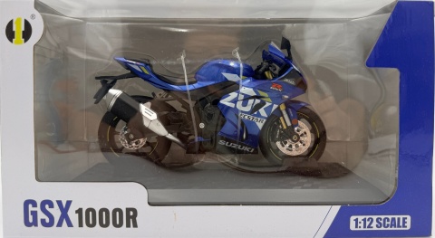 Suzuki GSX-1000R motocykl model 1:12 LED dźwięk Huayi M12-24 niebieski