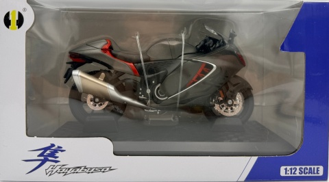 Suzuki GSX-1300R Hayabusa motocykl model 1:12 LED dźwięk Huayi M12-23 grey
