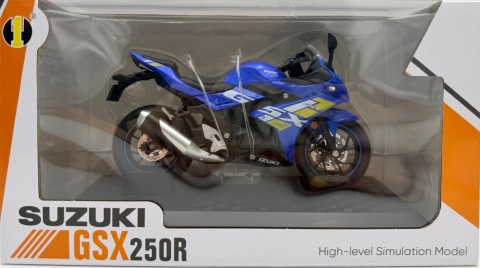 Suzuki GSX 250R motocykl model 1:12 LED dźwięk Huayi M12-15B niebieski