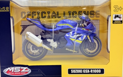 Suzuki GSX-R1000 motocykl model 1:12 MSZ 68489 niebieski