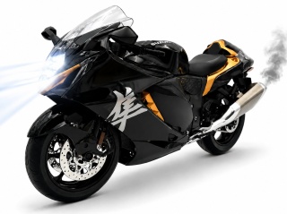 Suzuki Hayabusa GSX 1300R 2024 DŹWIĘK DYM LED model 1:9 Huayi M6-3A czarny
