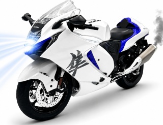 Suzuki Hayabusa GSX 1300R 2024 DŹWIĘK DYM LED model 1:9 Huayi M6-3A czarny