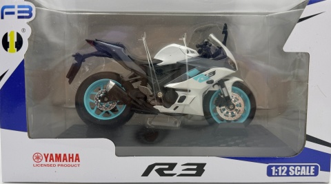 Yamaha R3 motocykl model 1:12 LED dźwięk Huayi M12-25 biały