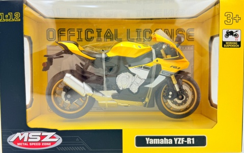 Yamaha YZF-R1 motocykl model 1:12 MSZ 68491 żółty