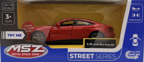 Audi RS e-tron GT z napędem światło dźwięk METAL 1:36 MSZ 68721 czerwony