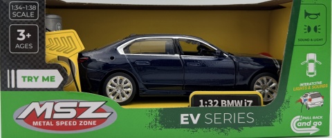 BMW i7 z napędem światło dźwięk model METAL 1:32 MSZ 68730 granatowy