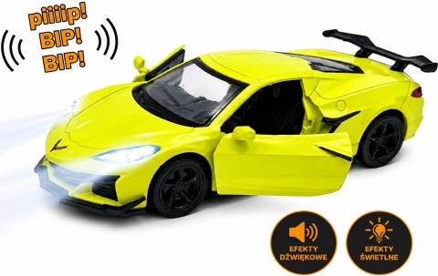 Chevrolet Corvette Z06 z napędem światło dźwięk METAL 1:32 MSZ 68748 żółty